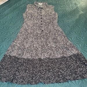 Calvin Klein Black and White Patterned Midi Dress Size 8